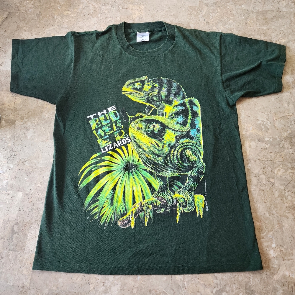 Vintage Rare L Budweiser Lizard Frog T Shirt Green we could've been huge